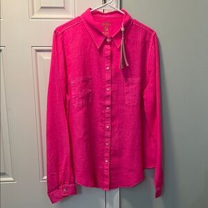 Lilly Pulitzer Linen Sea View Button Down Top